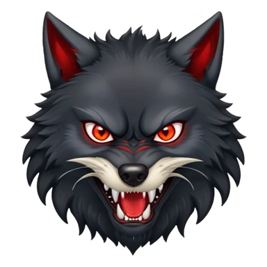 angry snarling black wolf with red eyes sticker