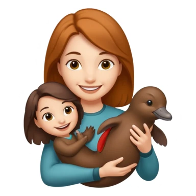 woman playing with platypus sticker