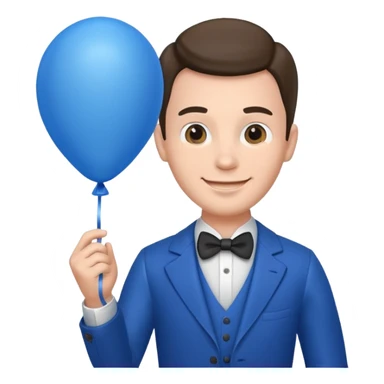gentleman holding blue balloon sticker