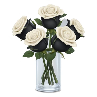 Black and ivory roses in transparent vase sticker