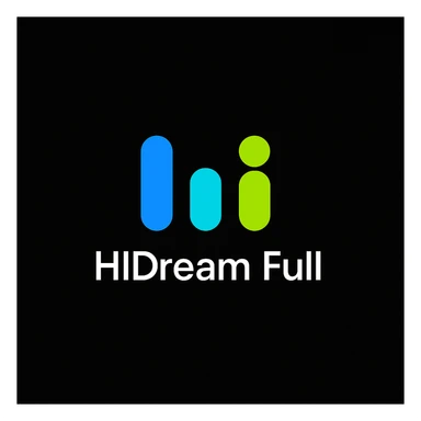 create high dream logo like this with text "HIDream Full", black background  sticker
