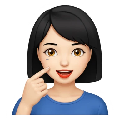 Chicas con pelo negro y corte bob haciendo que se muerde un dedo de manera picara sticker