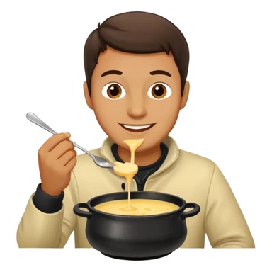 man almost eating cheese fondue sticker