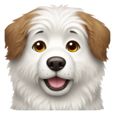 white fluffy dog with with brown around one eye and on ears sticker