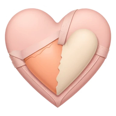 A minimalist pastel illustration of a heart with a small bandage, inspired by the ❤️‍🩹 emoji. Soft pastel colors — dusty pink, blush, baby peach, and cream tones. Gentle lighting, smooth gradients, and a calm, soothing aesthetic. Flat vector style on a light neutral background. sticker