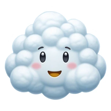 Cinematic Realistic Cumulus Emoji, Big and puffy, with cotton-like clouds floating in the clear blue sky. The rounded tops of the clouds glow with the light of the sun, while their soft, white texture adds a sense of calm and spaciousness. Soft glowing outline, capturing the essence of warmth, comfort, and peaceful skies in a perfect cumulus cloud! sticker