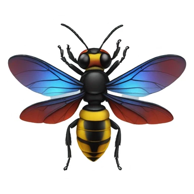 German black red yellow Wasp blue iridescent wings sticker