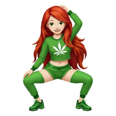  lady twerking with long red hair and green 420 outfit sticker