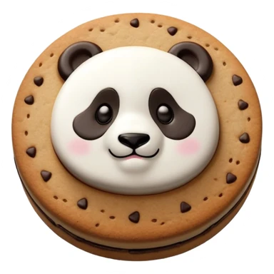 Chocolate biscuit with cute panda face design like Hello Panda cookie, round biscuit with panda face stamped on top sticker