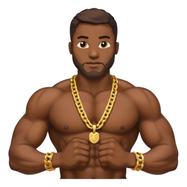 smug muscular shirtless nigerian flexing with gold chain sticker