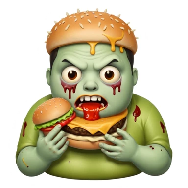 Fat zombie eating one burger sticker