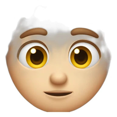 Emoji with red tired eyes and a patchy beard sticker