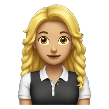 Chica pelo largo negro polo blanco sorpresa sticker