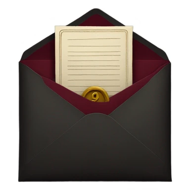 black envelope with burgundy wax seal sticker