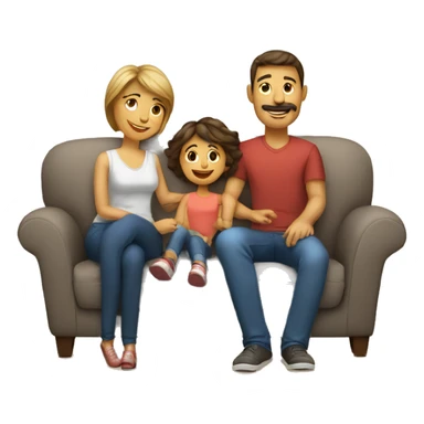 mom and dad and kid on couch sticker