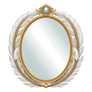 Mirror with real white feathers frame sticker
