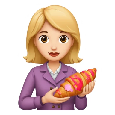 woman holding croissant sticker