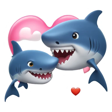 Une requin et un dauphin avec un coeur entre les deux sticker