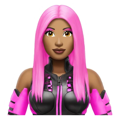 nicki minaj wearing an electronic cyber neon black and pink outfit head shot sticker