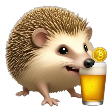 hedgehog drink beer spending bitcoin sticker