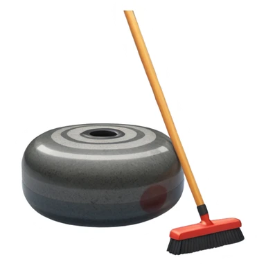 An icon showing a close-up of a curling stone sliding across the ice with a broom beside it. The scene is set in a brightly lit stadium, with detailed spectator stands in the background. Transparent background highlights the focus, skill, and atmosphere of the curling sport. sticker