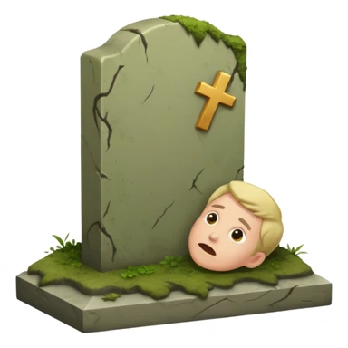 a show of a person falling on a gravestone sticker