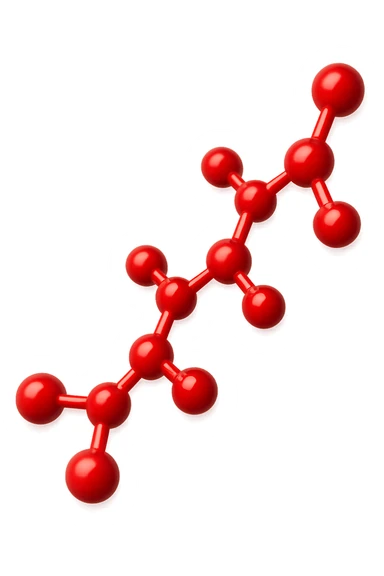 molecola chimica lunga rossa 3d sticker