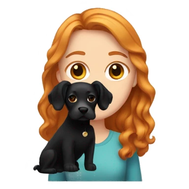 ginger white girl with a black spaniel dog sticker