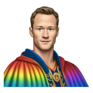 Jonathan Toews as a rainbow king with a royal robe on sticker