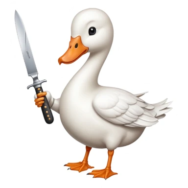 Duck holding knife but make it a white goose sticker
