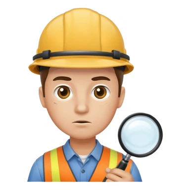 worker with magnifying glass sticker