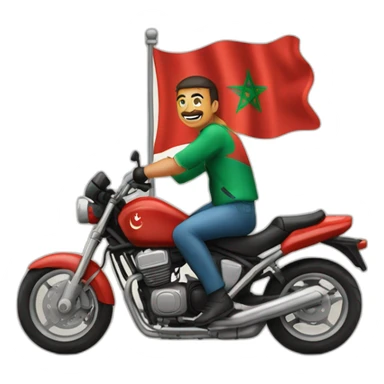 quelqu'un sur une moto avec le drapeau du Maroc derrière sticker