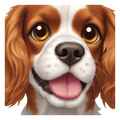 a cavalier king charles spaniel with a push in nose and short ears smiling sticker