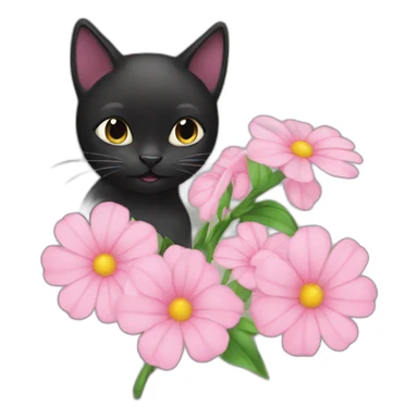 Black cat eat flower sticker