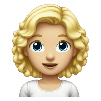 Emoji tipo iphone de la cara de una niña rubia con ralla en el medio y blanca sticker