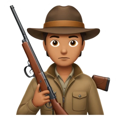 male hunter holding a gun, simple, clear expression sticker