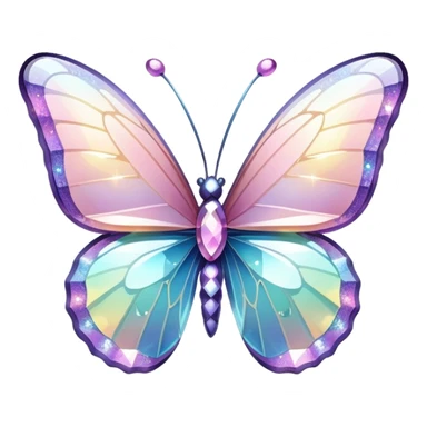 Pastel sparkly iridescent glass crystal butterfly glitter glass  sticker