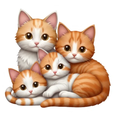 6 tiny kittens cuddling together all different colours, the first one is grey and white, the second is ginger and white and the third is brown tabby and white sticker