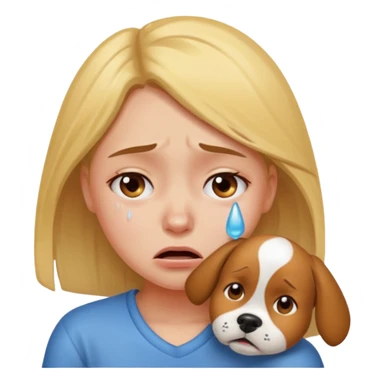 a very upset girl who lost her dog sticker