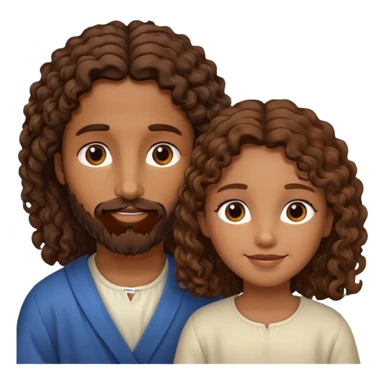 Jesus y una niña morena y crespa  sticker