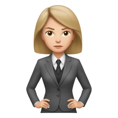 serious business woman in her forties in full suit dark blond hair standing sticker