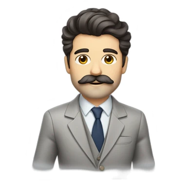 dark-haired French real estate agent with a big beard and mustache who dresses classy sticker