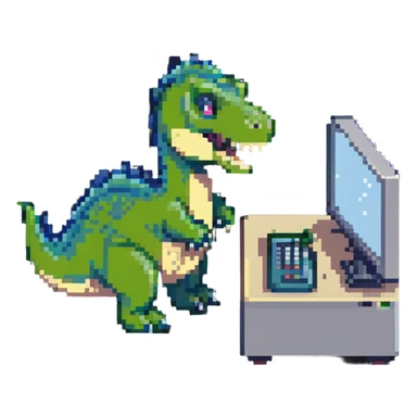 dinosaur using a computer sticker