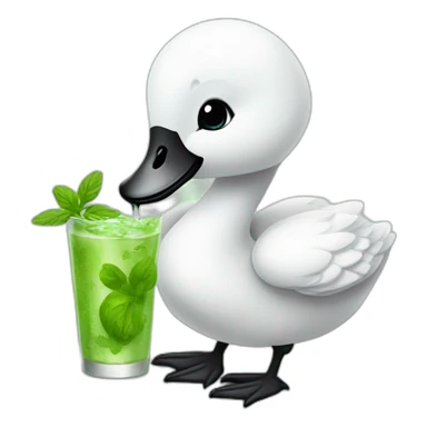 baby swan drinking mojito sticker