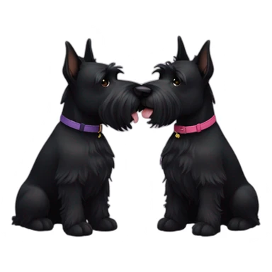 Two black Scottish terrier kissing one male one female sticker