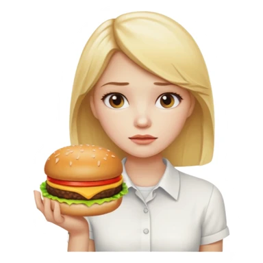 Girl with eating disorder pining for a cheeseburger. Blonde girl. sticker