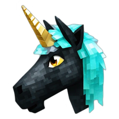 Minecraft Glitter Black Unicorn Head With Diamond Horn sticker