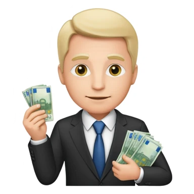 AN UNCLE with a tie in business clothes and with euro money
 sticker