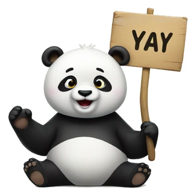 A panda with a sign saying YAY sticker