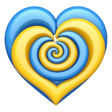 heart with spiral mix of blue and yellow colors, vibrant and shiny emoji style sticker